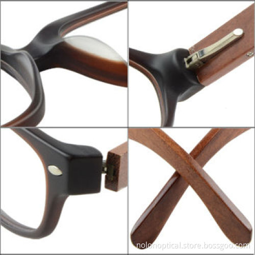 Eye-wear with wood temple and tortoise acetate front, OEM/ODM are welcome